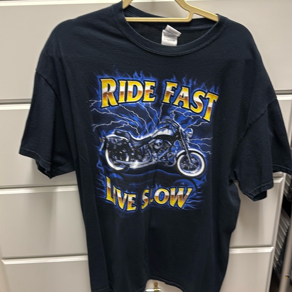 Ride Fast Live Slow motorcycle tribute tee